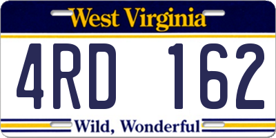 WV license plate 4RD162