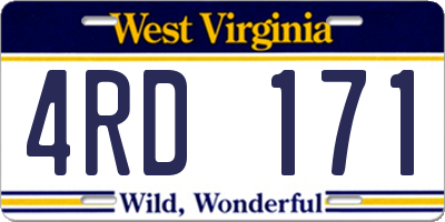 WV license plate 4RD171