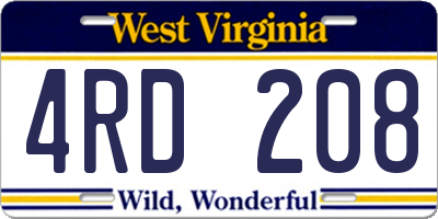 WV license plate 4RD208