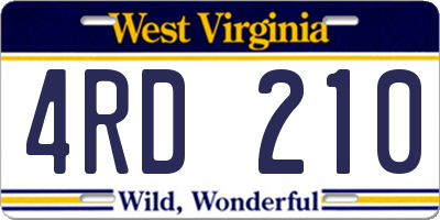 WV license plate 4RD210