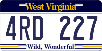 WV license plate 4RD227