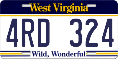 WV license plate 4RD324