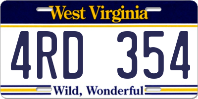 WV license plate 4RD354