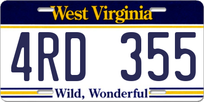 WV license plate 4RD355