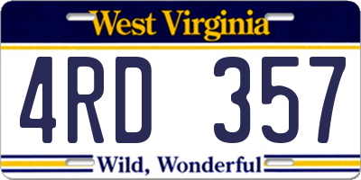 WV license plate 4RD357