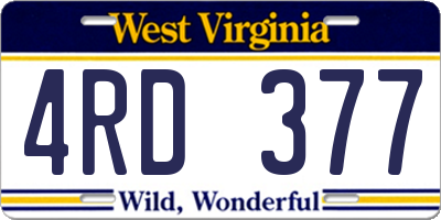 WV license plate 4RD377