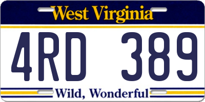 WV license plate 4RD389
