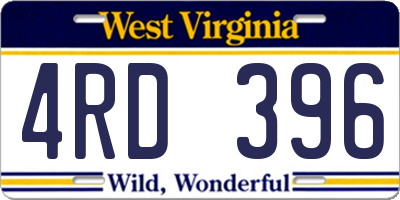 WV license plate 4RD396
