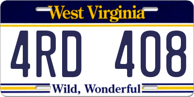WV license plate 4RD408