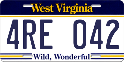WV license plate 4RE042