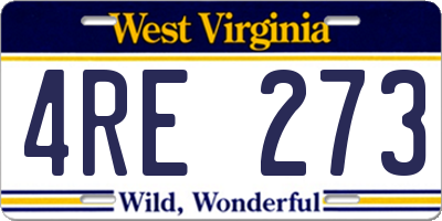 WV license plate 4RE273