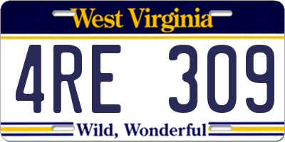 WV license plate 4RE309