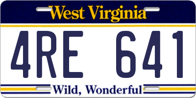 WV license plate 4RE641