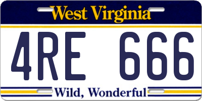 WV license plate 4RE666
