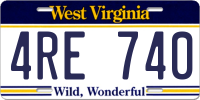 WV license plate 4RE740