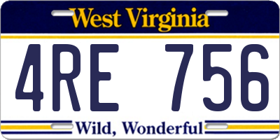 WV license plate 4RE756