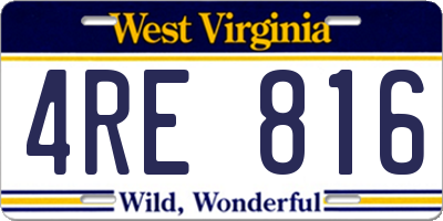 WV license plate 4RE816