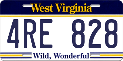 WV license plate 4RE828