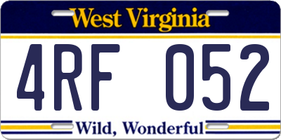 WV license plate 4RF052