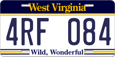 WV license plate 4RF084