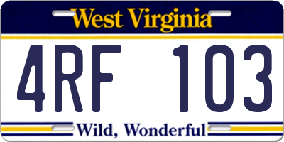 WV license plate 4RF103