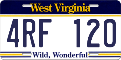 WV license plate 4RF120