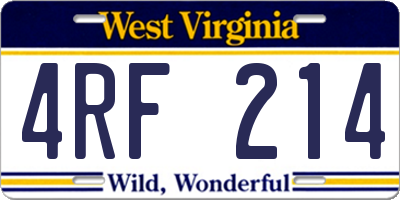 WV license plate 4RF214