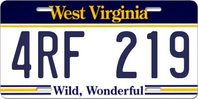 WV license plate 4RF219