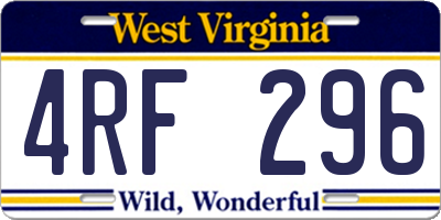 WV license plate 4RF296