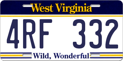WV license plate 4RF332