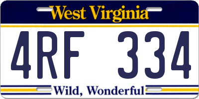WV license plate 4RF334