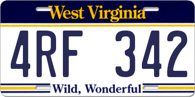 WV license plate 4RF342