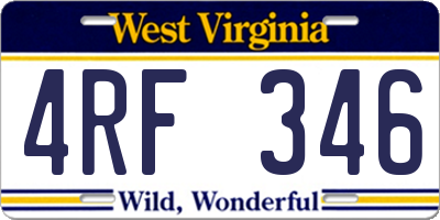WV license plate 4RF346