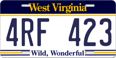 WV license plate 4RF423