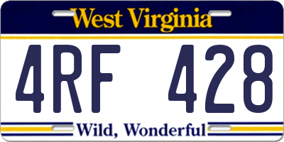 WV license plate 4RF428