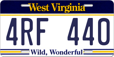 WV license plate 4RF440