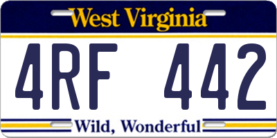 WV license plate 4RF442