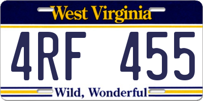WV license plate 4RF455