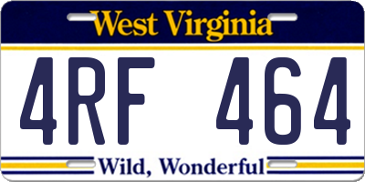 WV license plate 4RF464