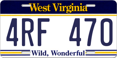 WV license plate 4RF470