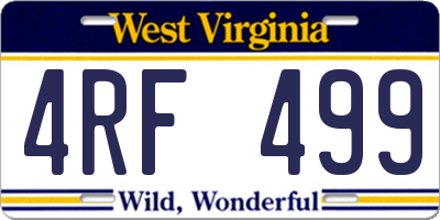 WV license plate 4RF499