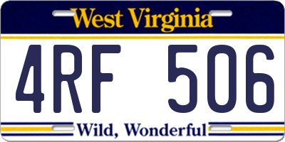 WV license plate 4RF506