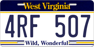 WV license plate 4RF507