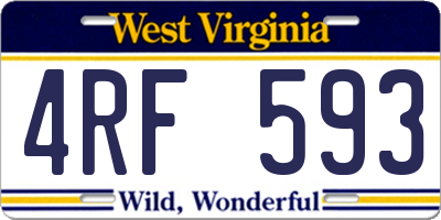 WV license plate 4RF593