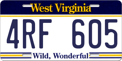 WV license plate 4RF605
