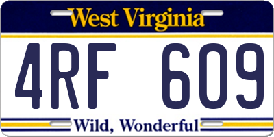 WV license plate 4RF609