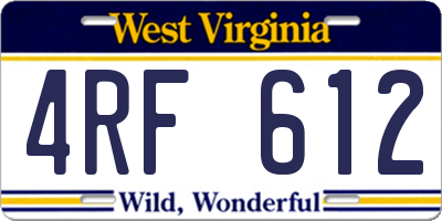 WV license plate 4RF612