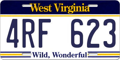 WV license plate 4RF623
