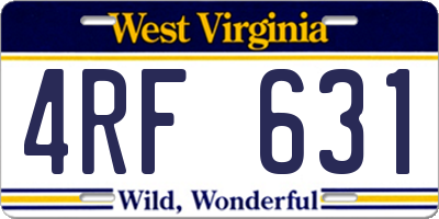 WV license plate 4RF631