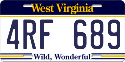 WV license plate 4RF689